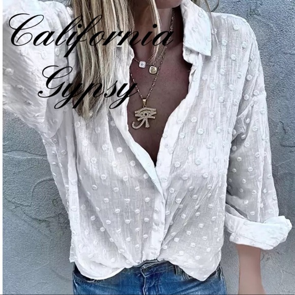 Chenille Polka Dot Boho Chic Blouse - Picture 14 of 16